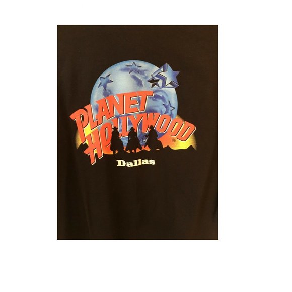 Vtg 1991 Dallas Planet Hollywood Men's Black T-Shirt Cowboy Riders XL BRAND NEW - Picture 2 of 4